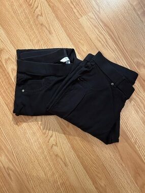 Set of 2 black pull on stretch denim  pants size L